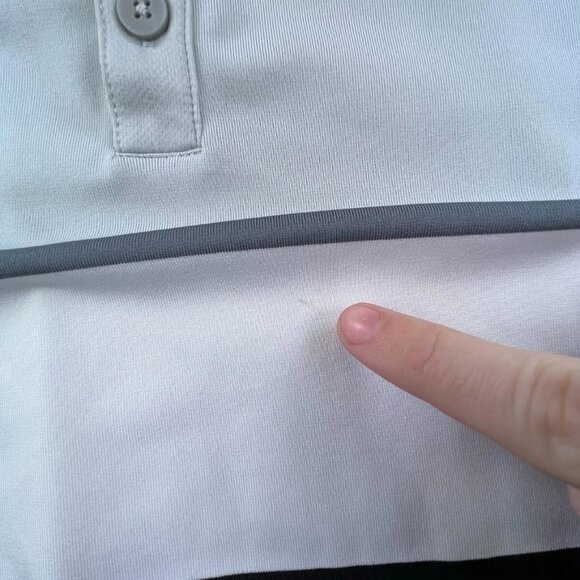 Adidas Climacool Polo Shirt Gray Striped Short Sleeve Polyester Wicking Men Golf - Picture 8 of 9